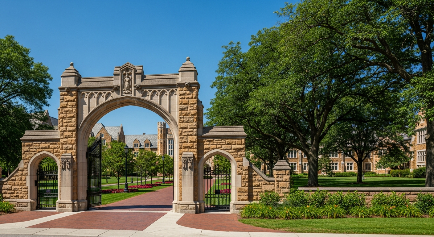 iconic campus entrance gate or sign