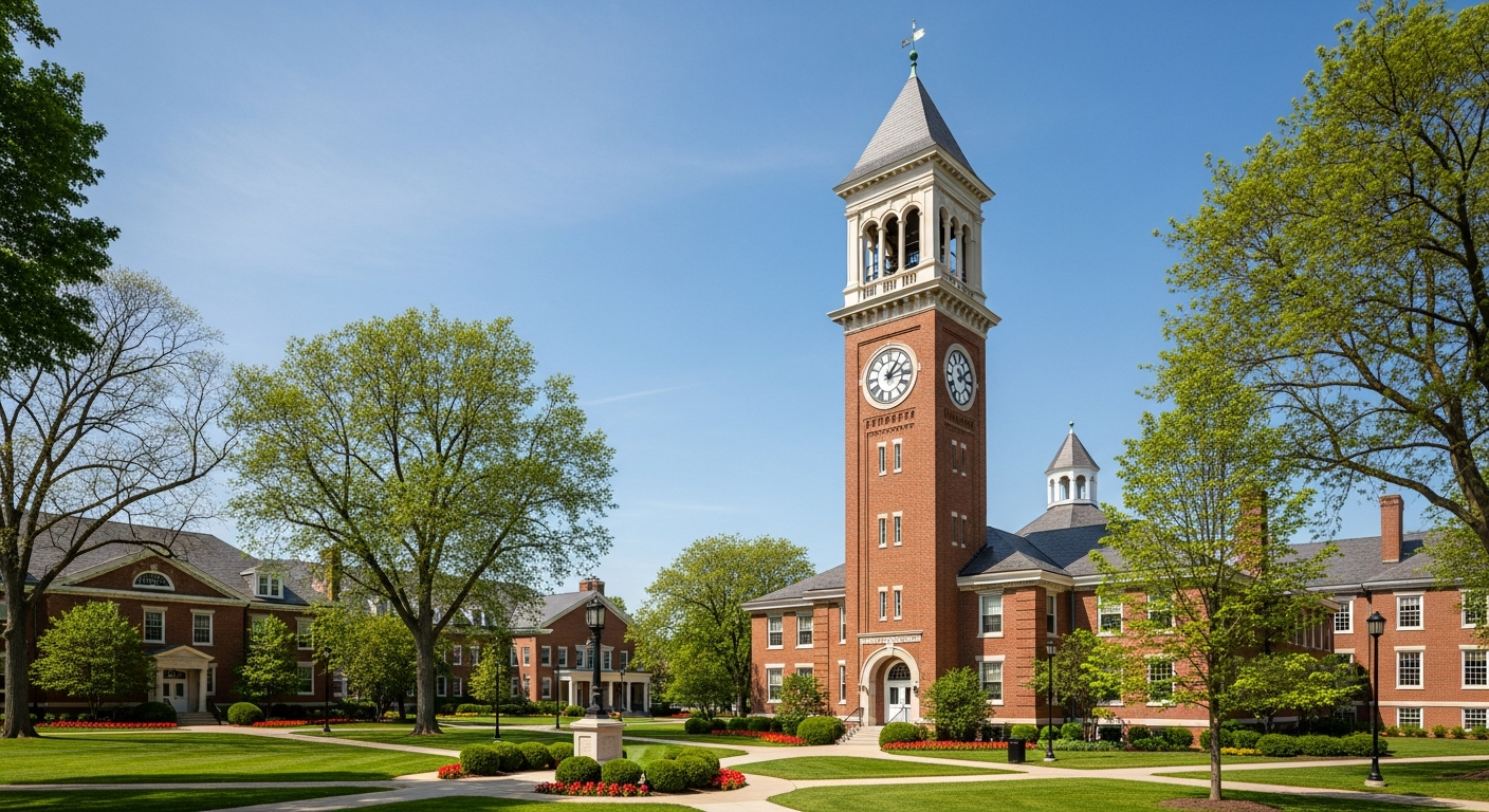 campus bell tower, clock tower, or landmark building
