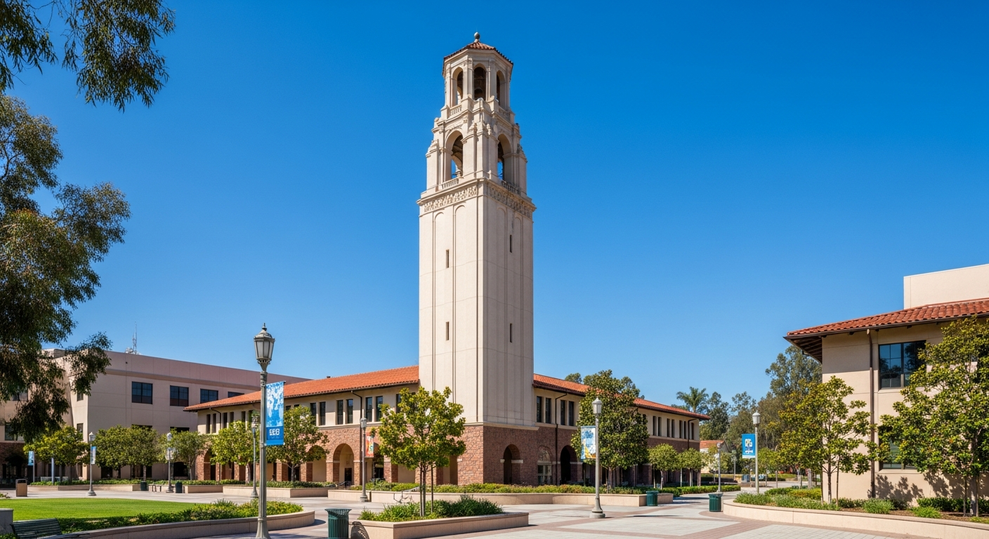 campus bell tower, clock tower, or landmark building