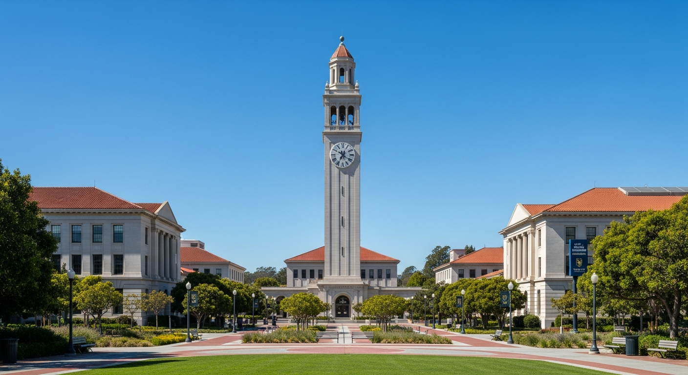 campus bell tower, clock tower, or landmark building
