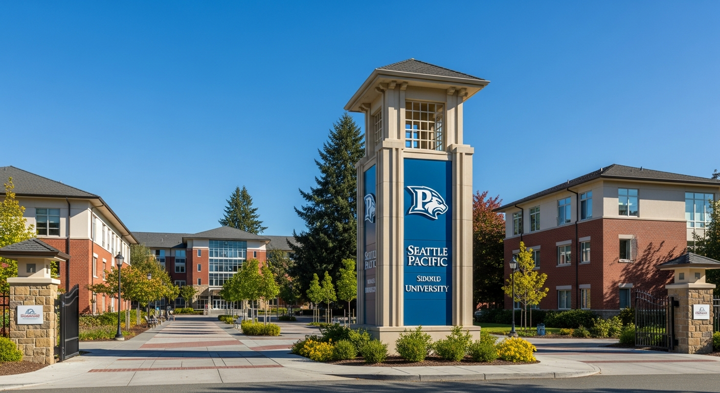iconic campus entrance gate or sign