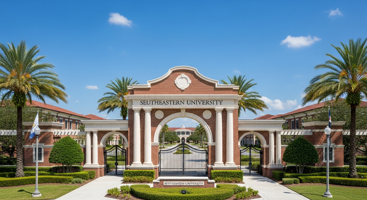 iconic campus entrance gate or sign
