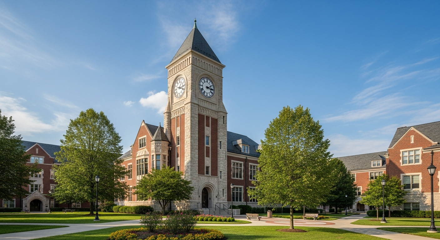 campus bell tower, clock tower, or landmark building