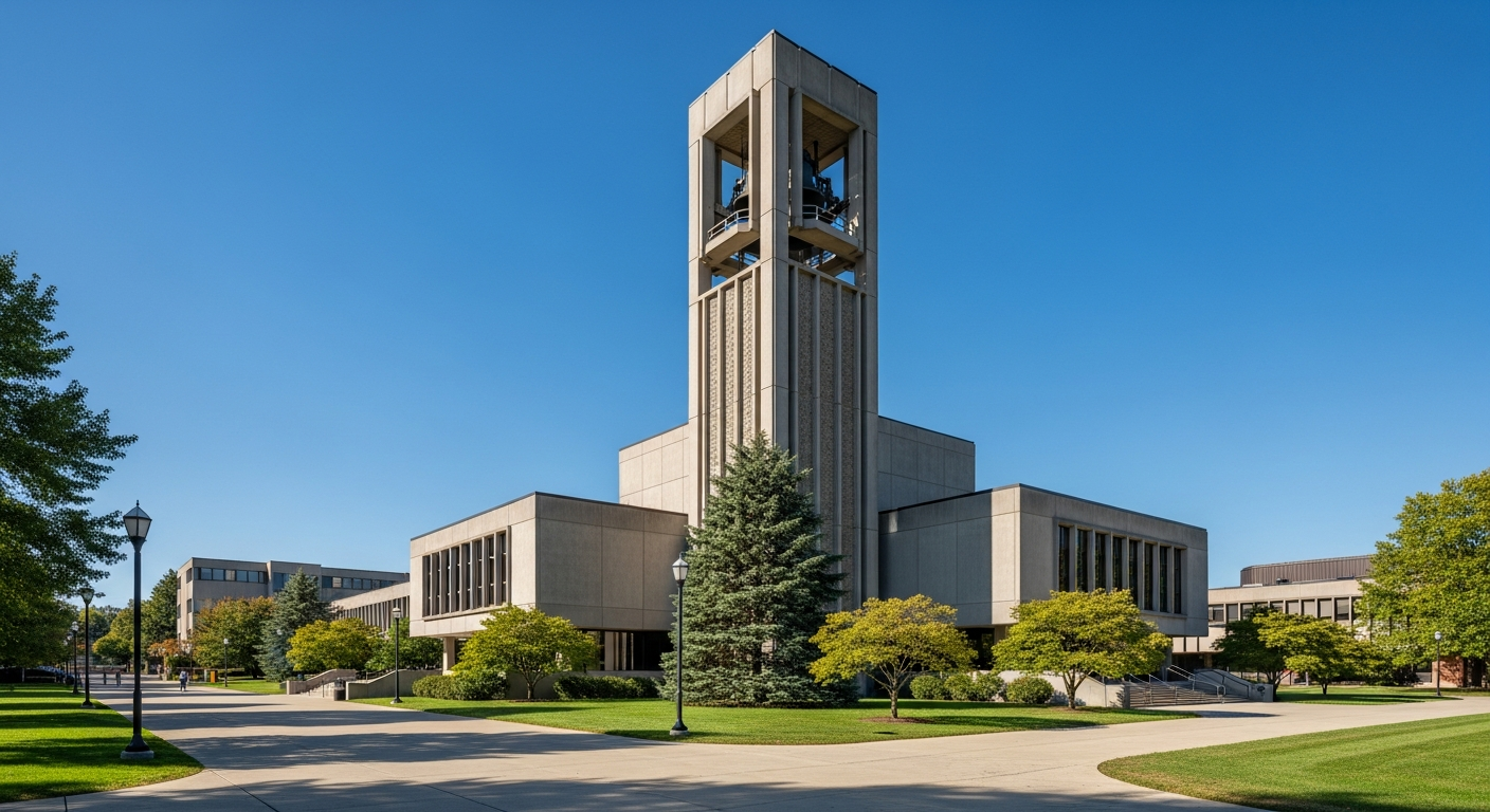 campus bell tower, clock tower, or landmark building