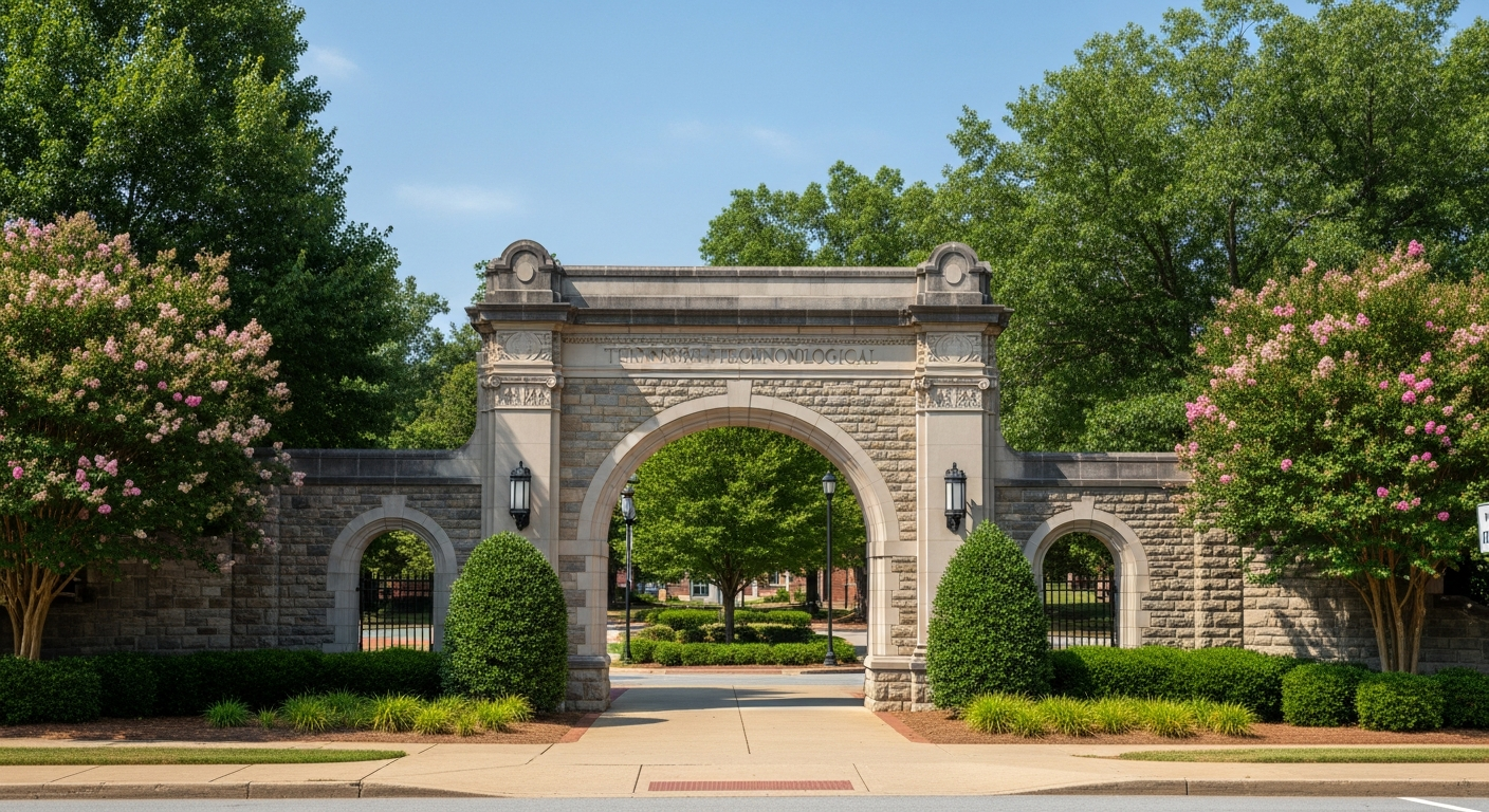 iconic campus entrance gate or sign