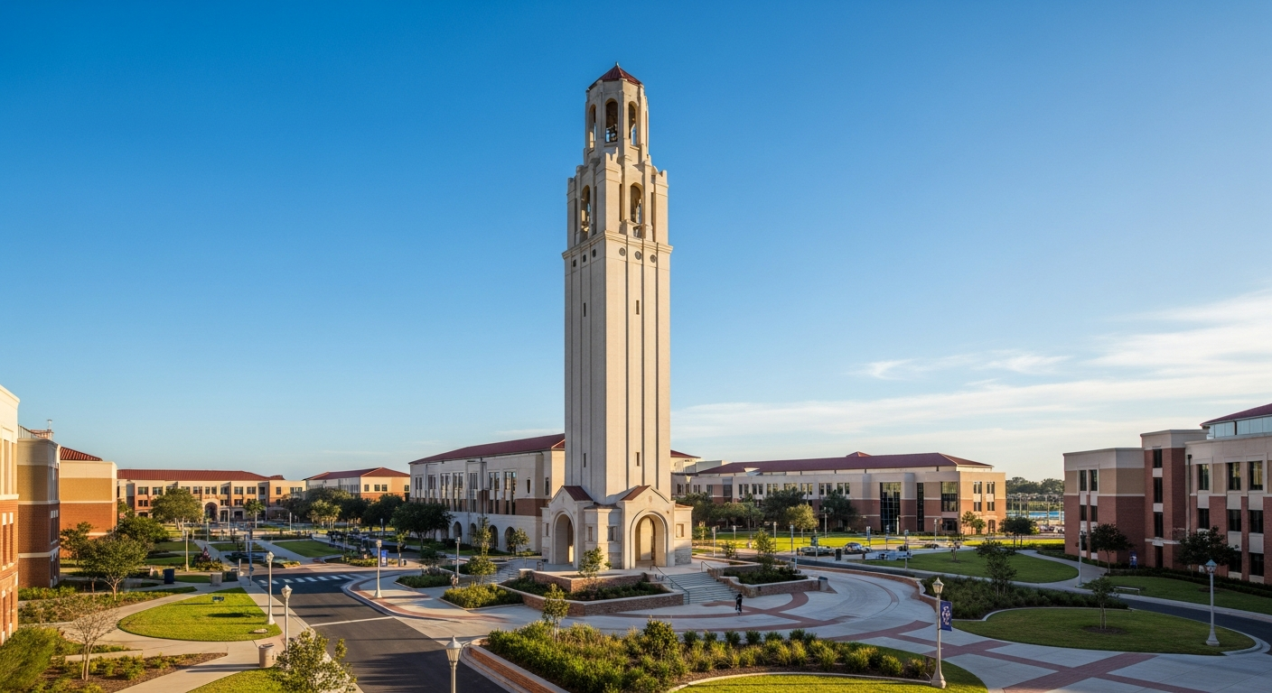 campus bell tower, clock tower, or landmark building