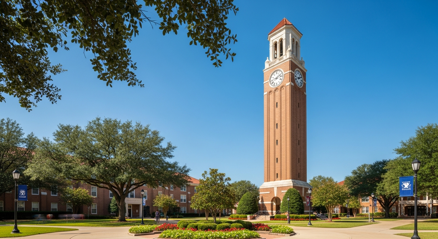 campus bell tower, clock tower, or landmark building