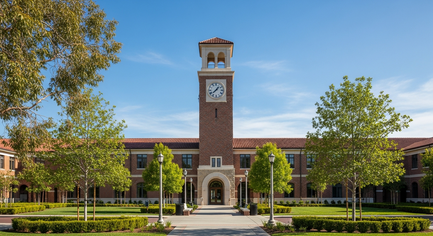 campus bell tower, clock tower, or landmark building