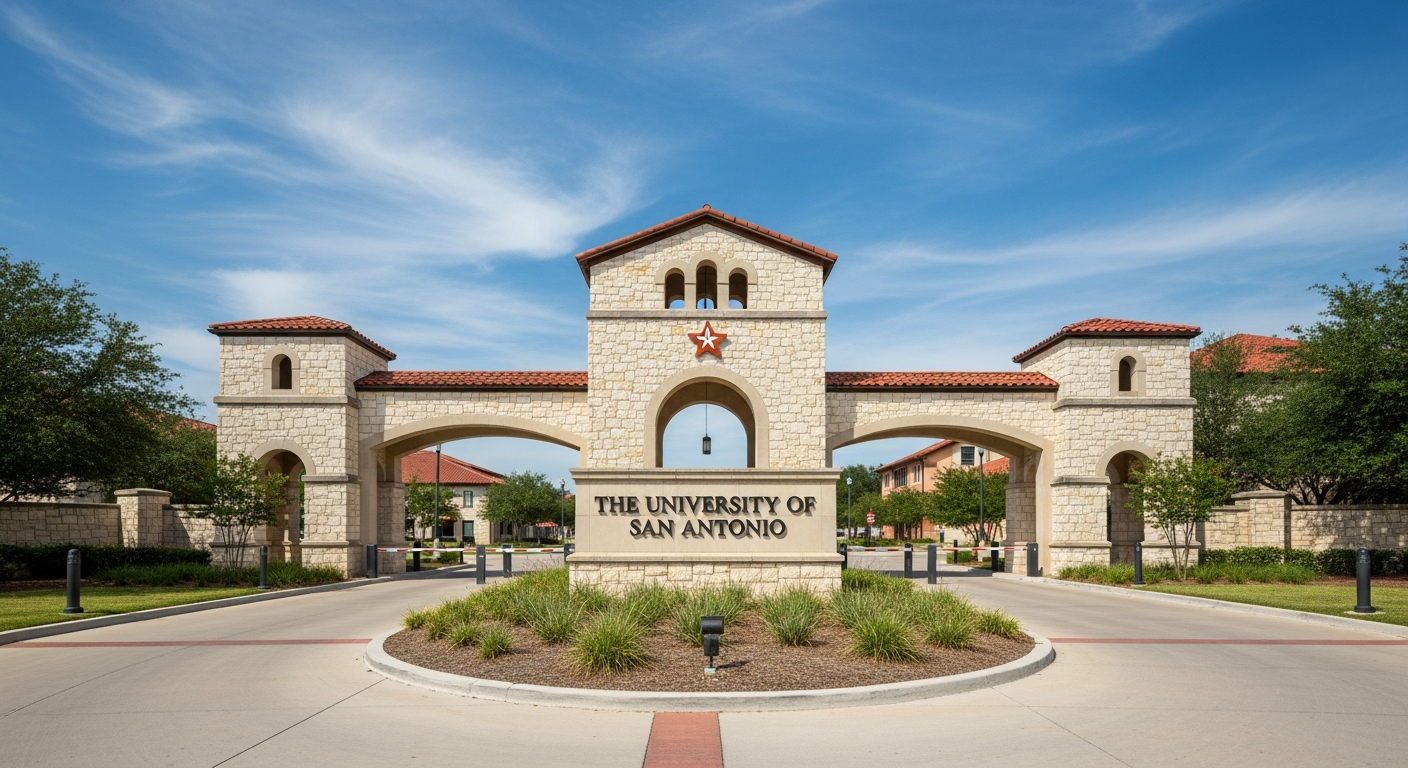 iconic campus entrance gate or sign