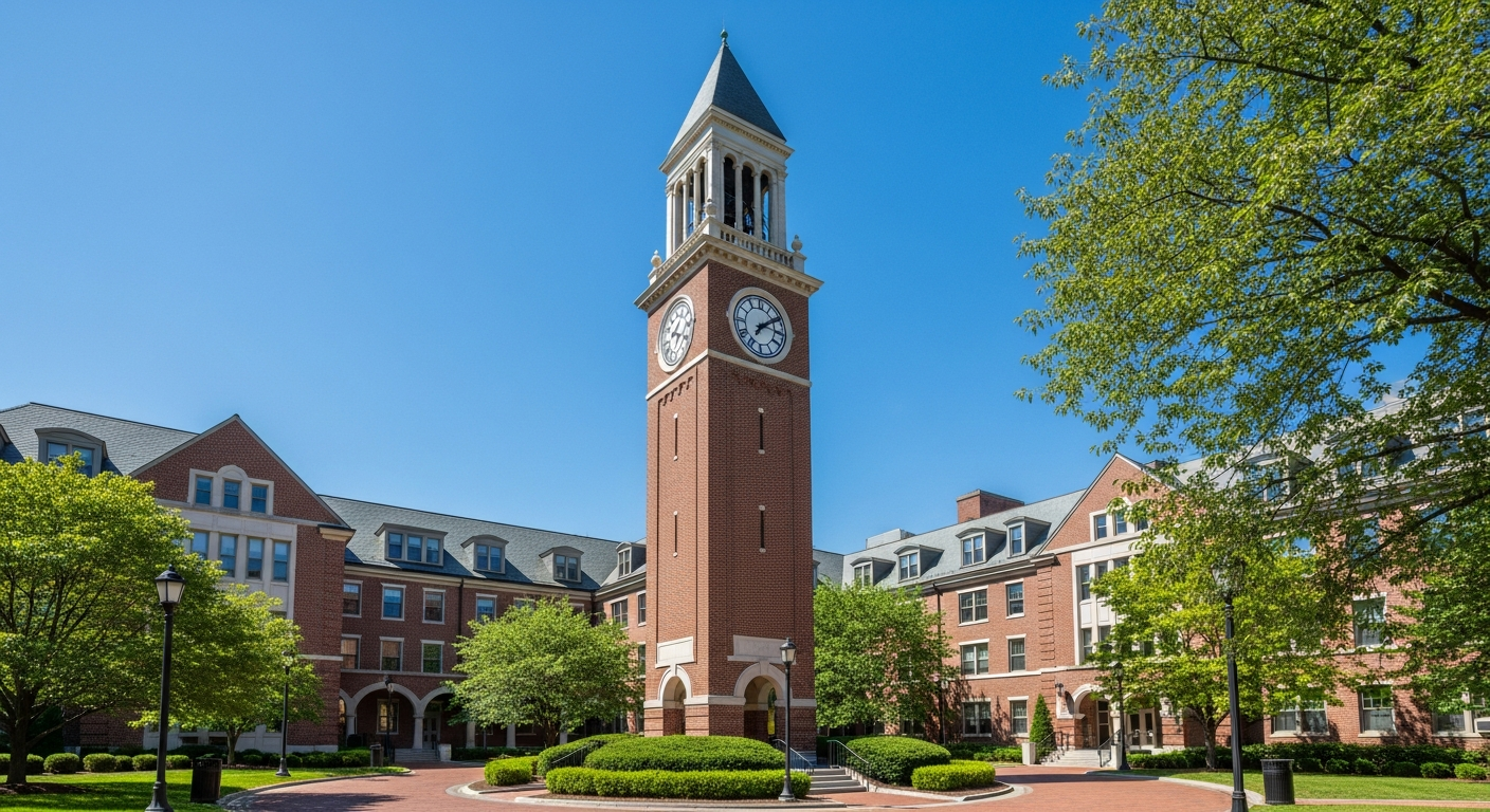 campus bell tower, clock tower, or landmark building