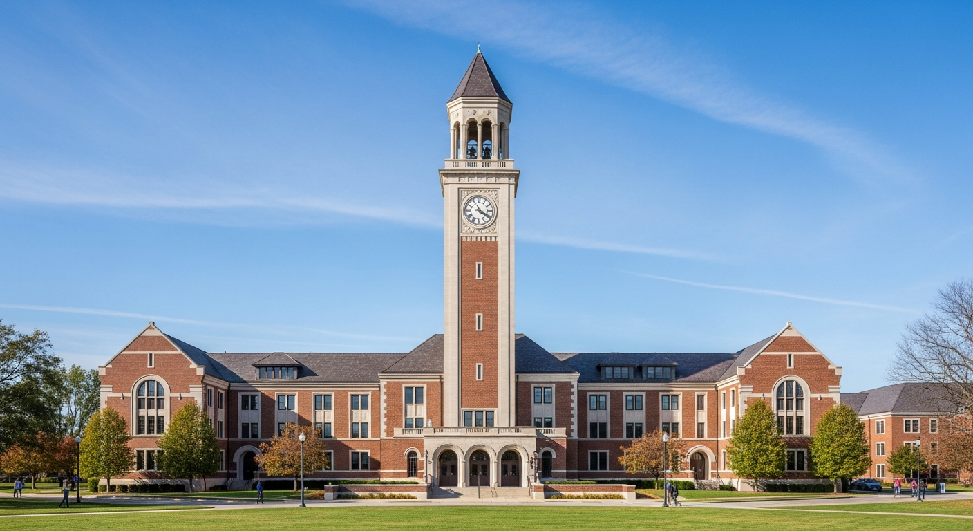 campus bell tower, clock tower, or landmark building