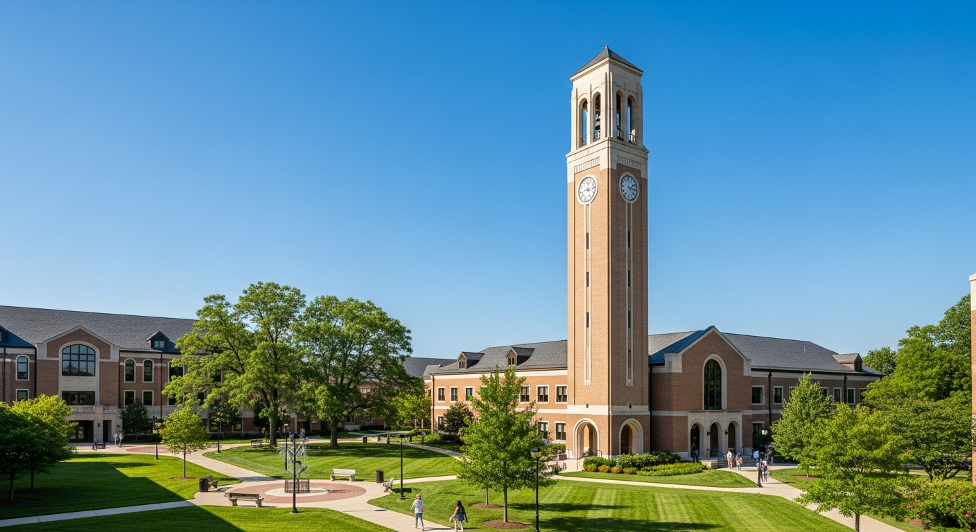 campus bell tower, clock tower, or landmark building