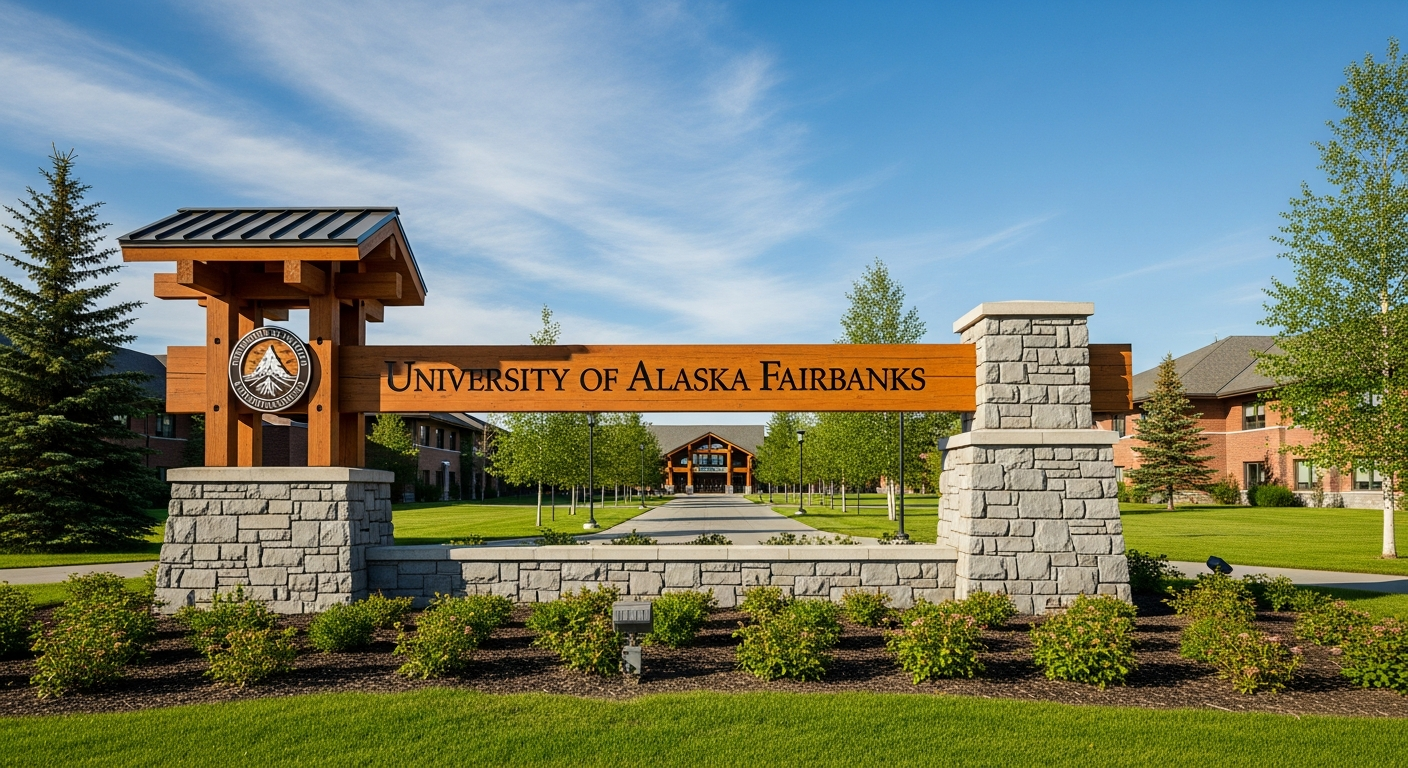 iconic campus entrance gate or sign