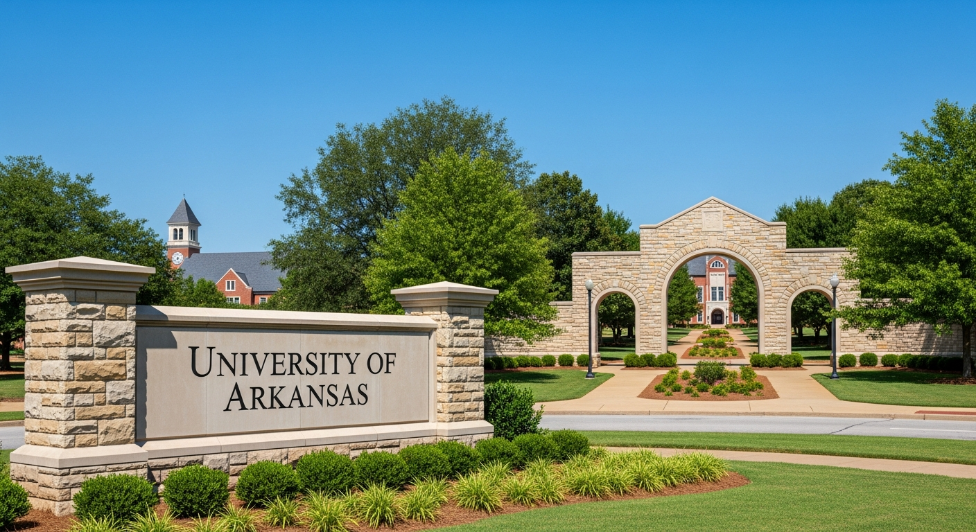 iconic campus entrance gate or sign