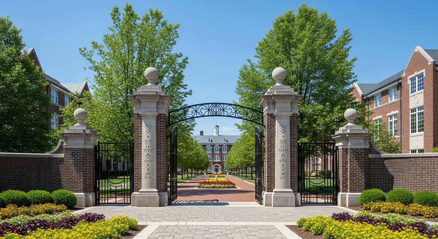 iconic campus entrance gate or sign