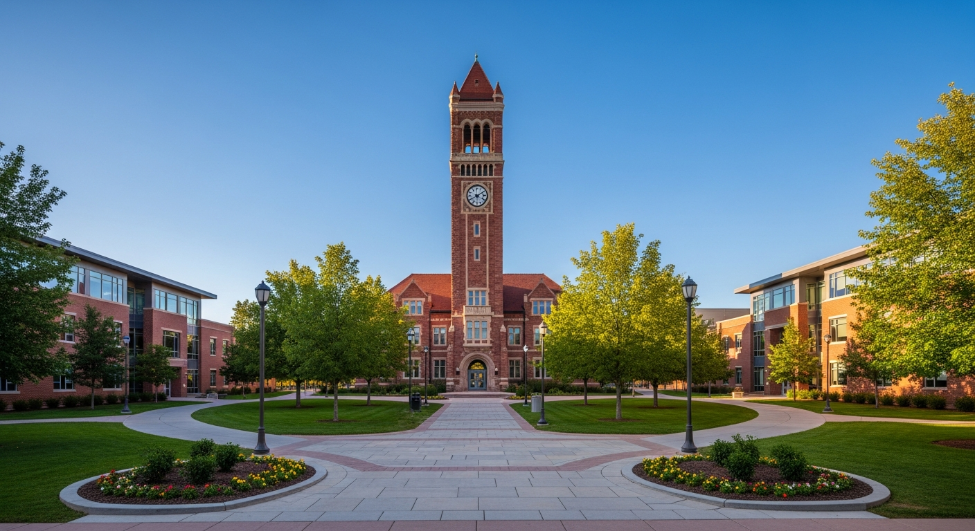 campus bell tower, clock tower, or landmark building