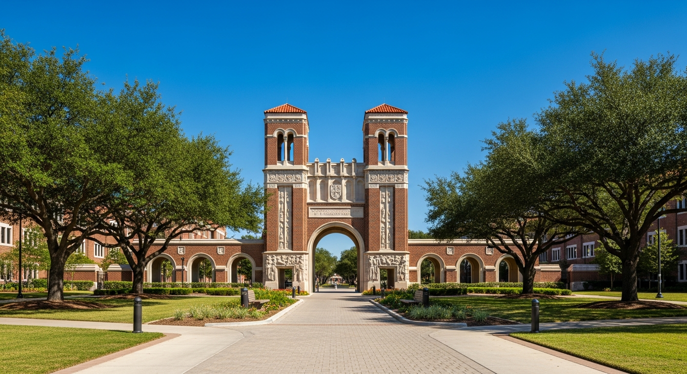 iconic campus entrance gate or sign