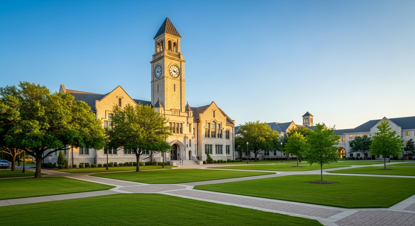 campus bell tower, clock tower, or landmark building