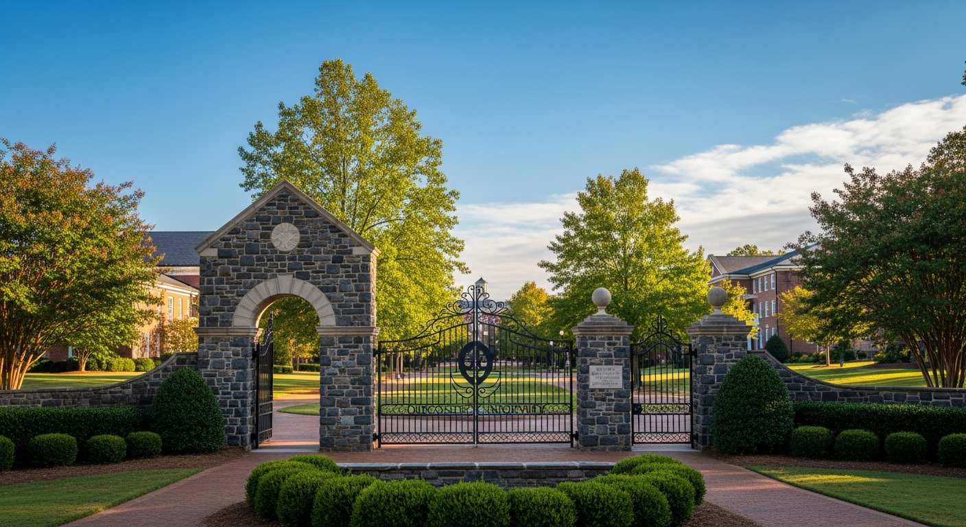iconic campus entrance gate or sign
