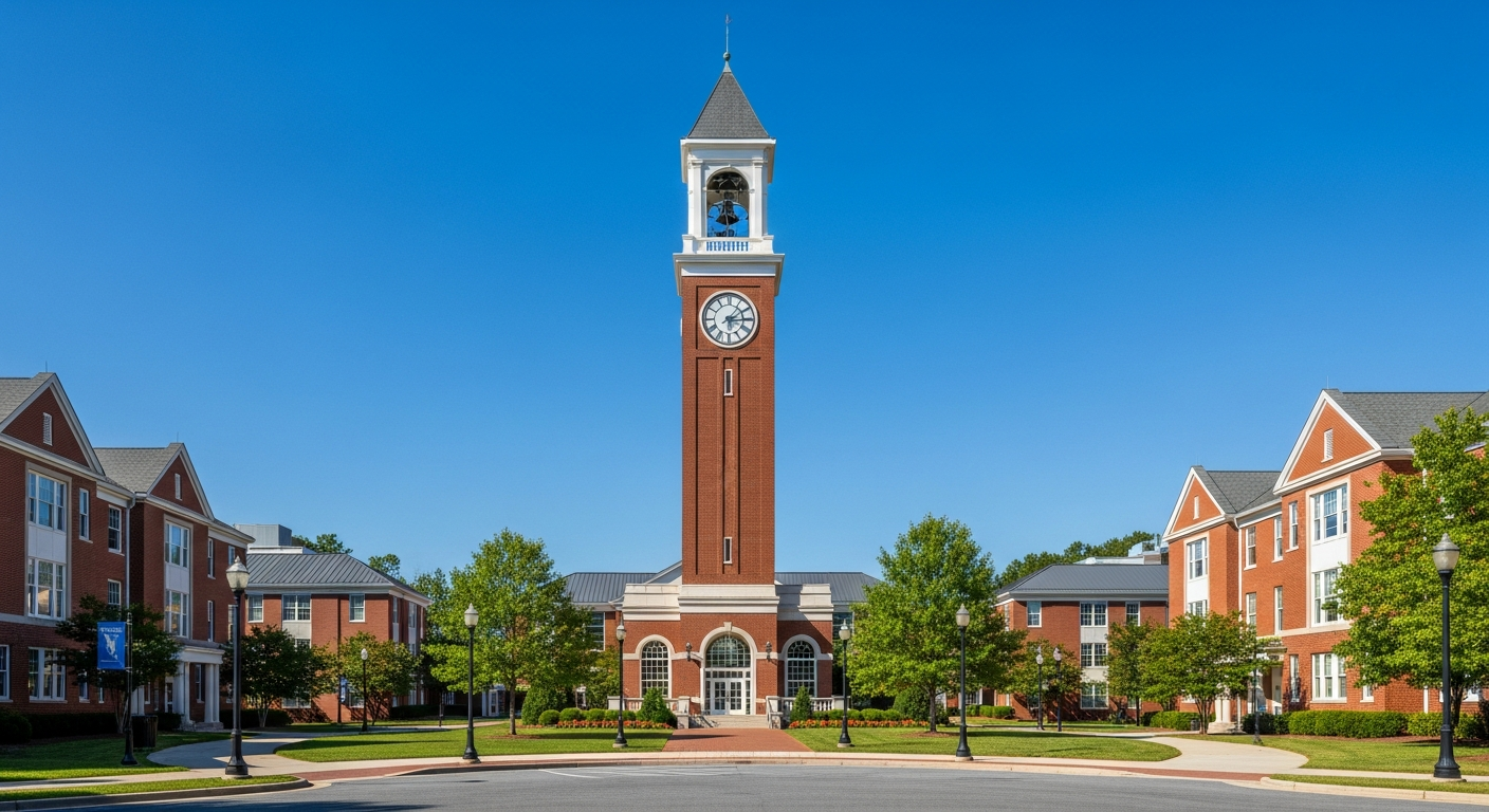 campus bell tower, clock tower, or landmark building