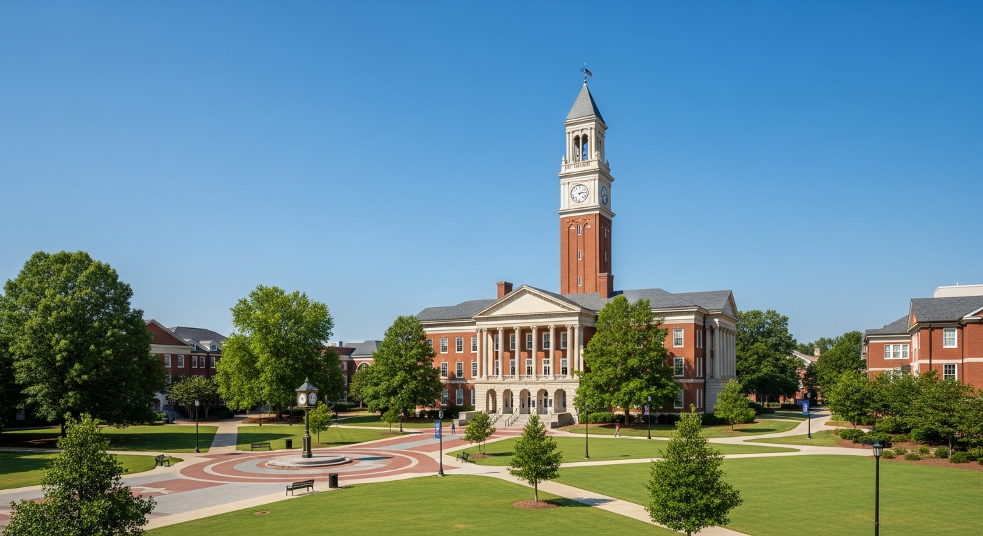 campus bell tower, clock tower, or landmark building
