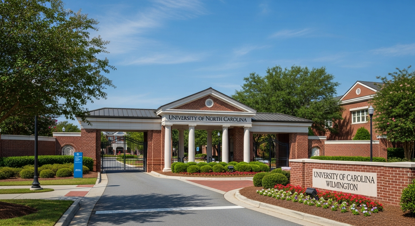 iconic campus entrance gate or sign
