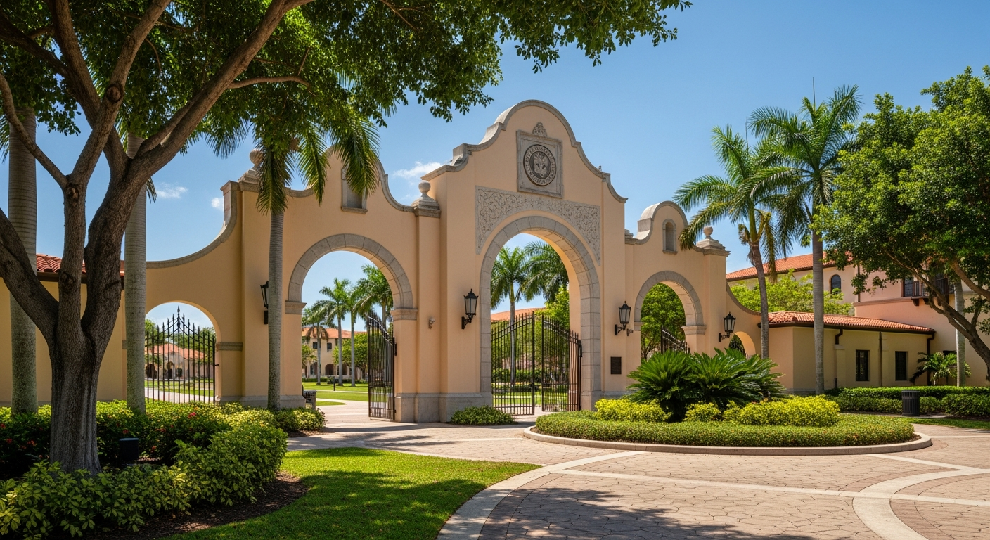 iconic campus entrance gate or sign