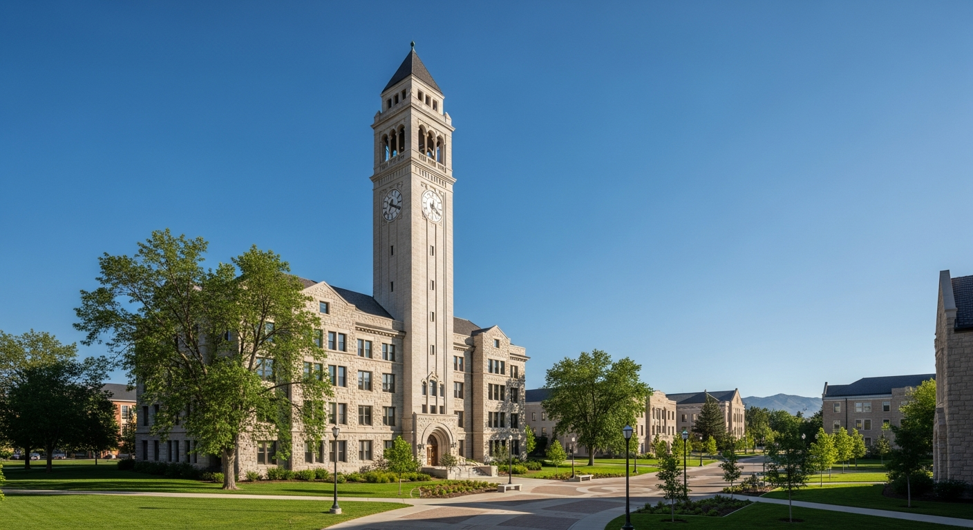 campus bell tower, clock tower, or landmark building