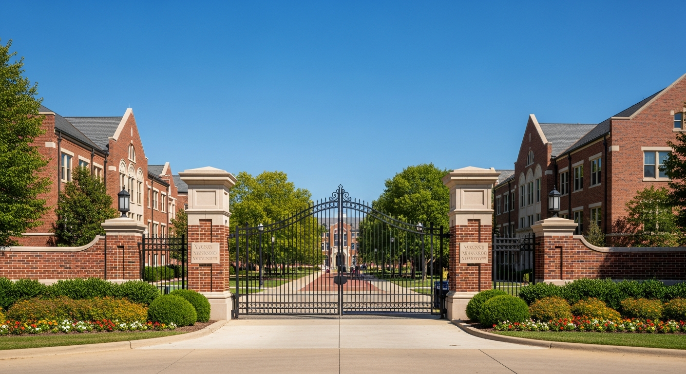 iconic campus entrance gate or sign