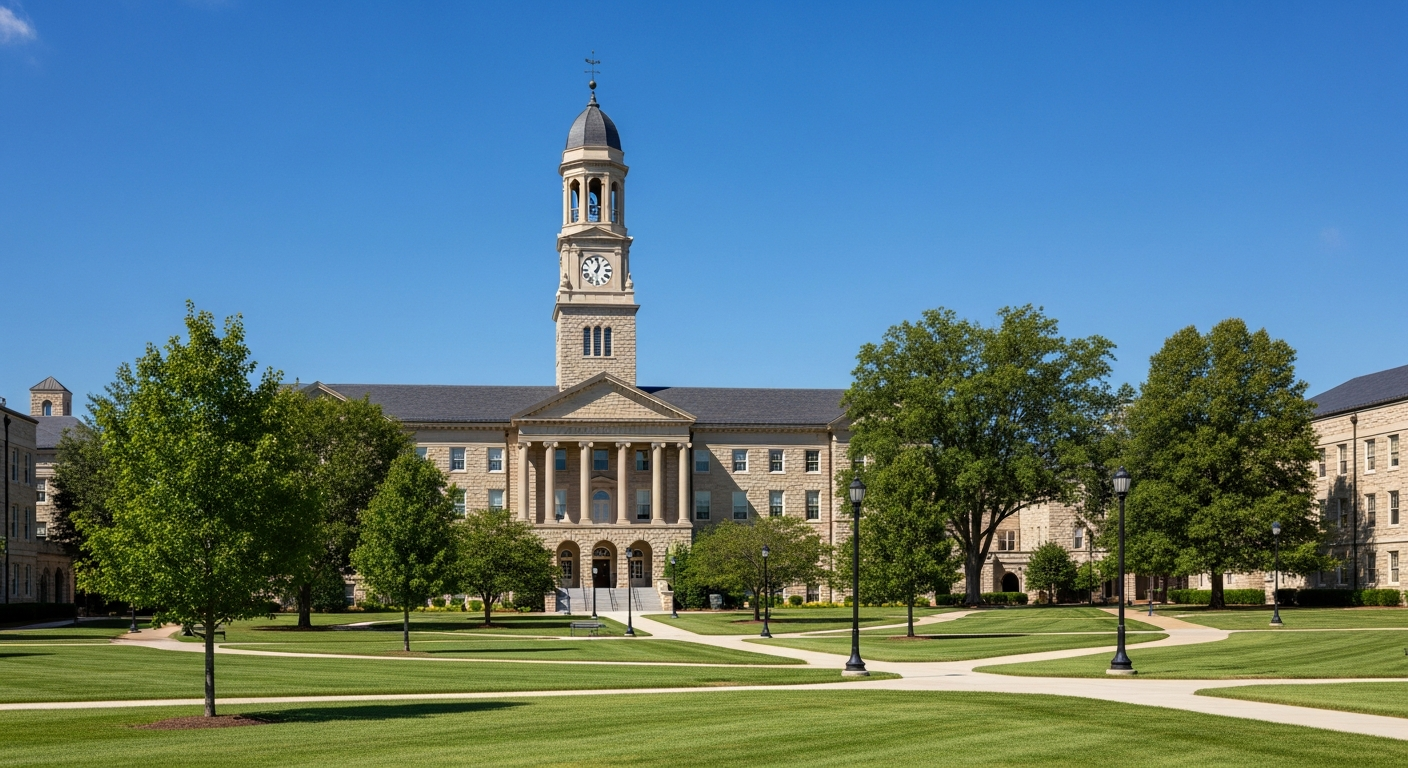 campus bell tower, clock tower, or landmark building