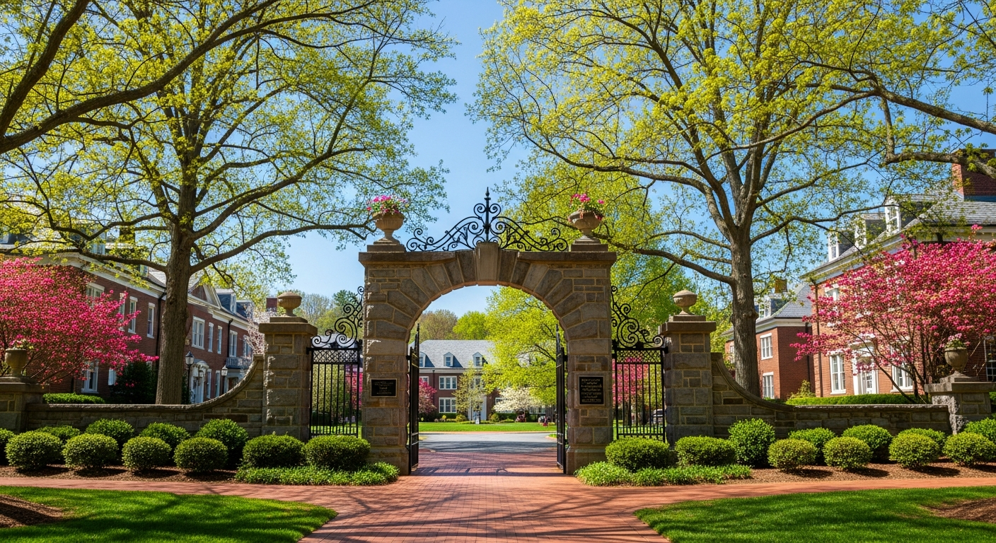 iconic campus entrance gate or sign