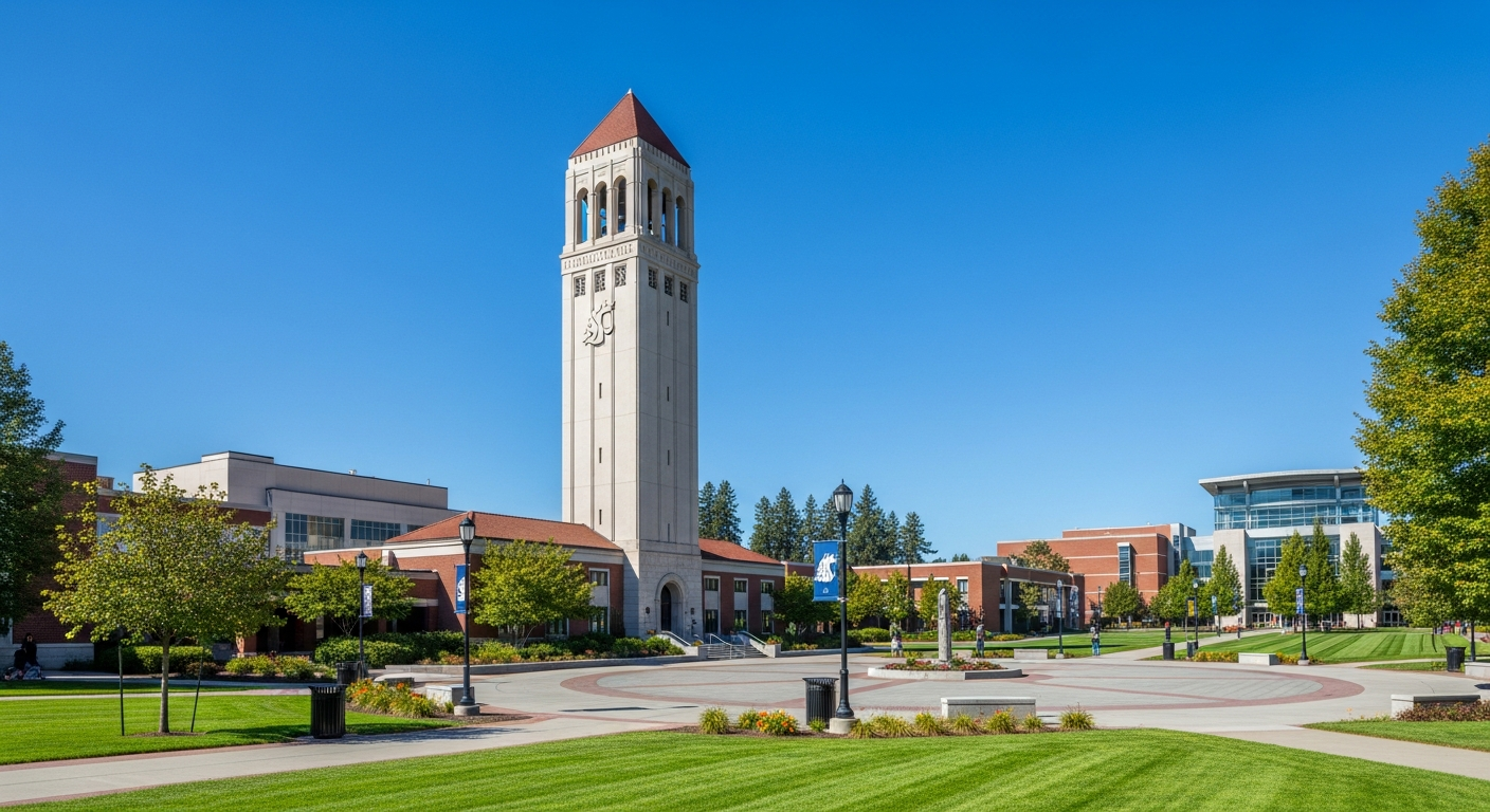 campus bell tower, clock tower, or landmark building