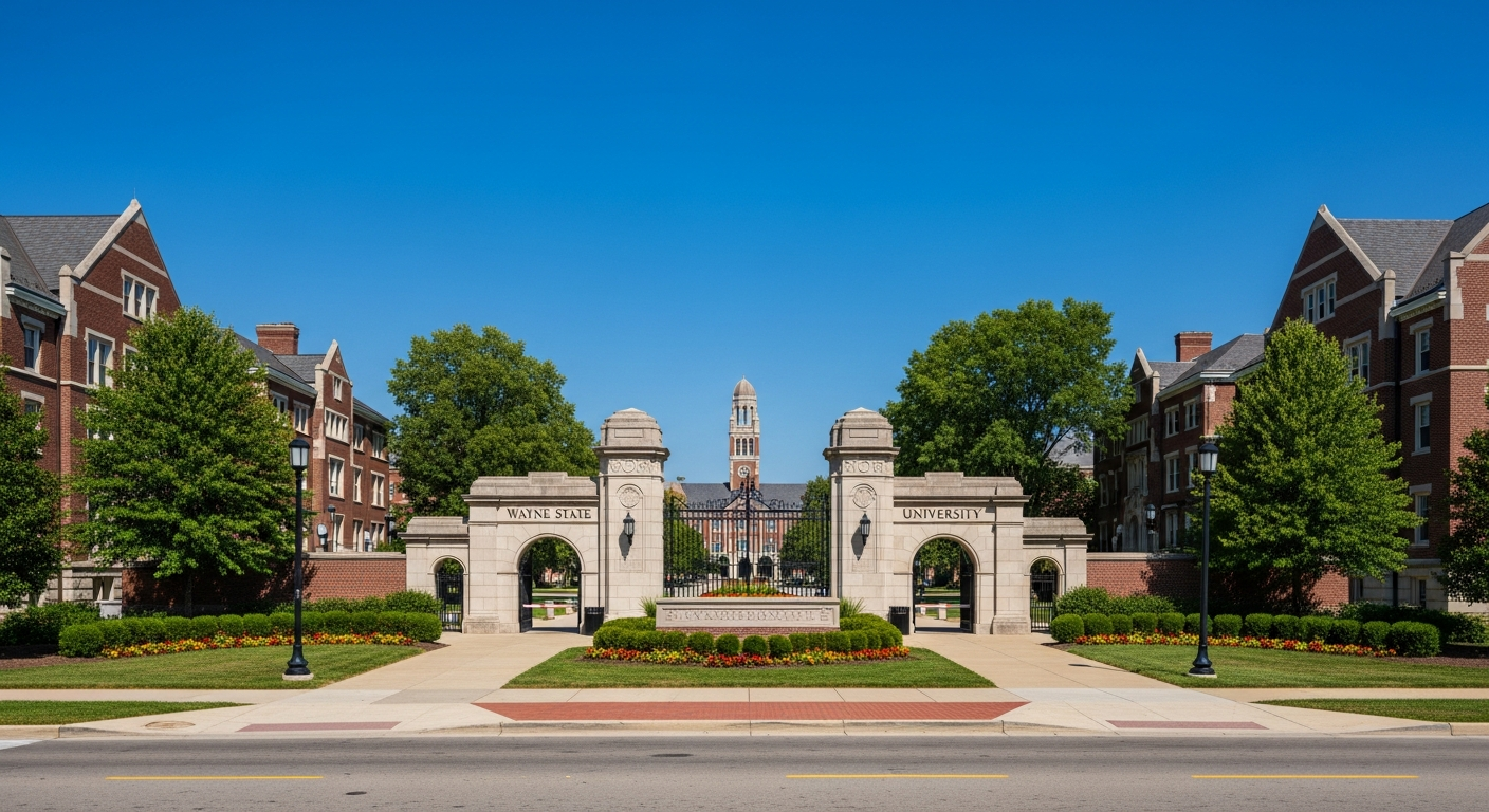iconic campus entrance gate or sign