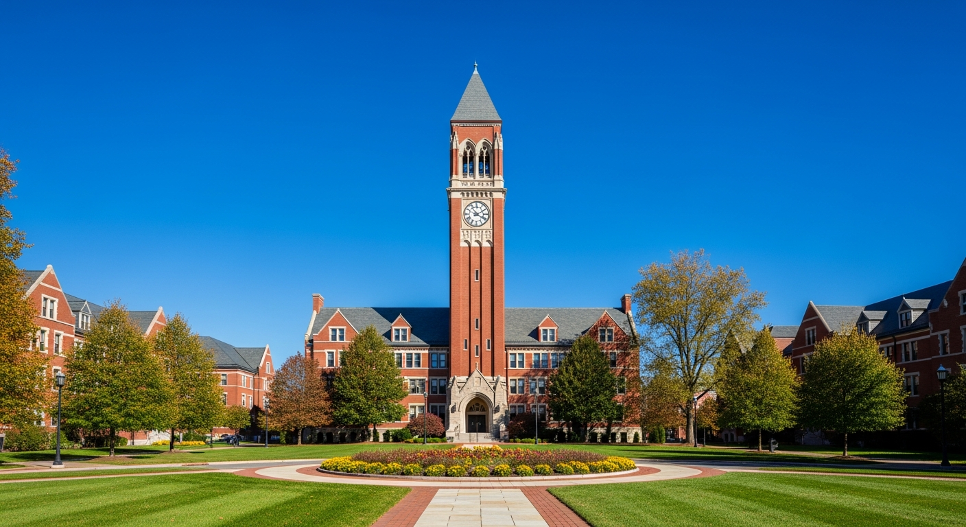 campus bell tower, clock tower, or landmark building