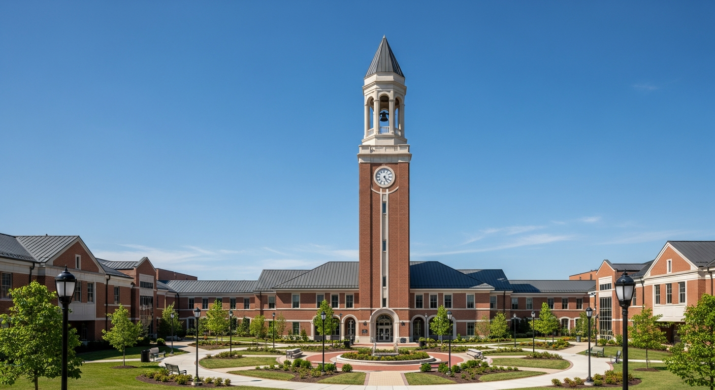 campus bell tower, clock tower, or landmark building