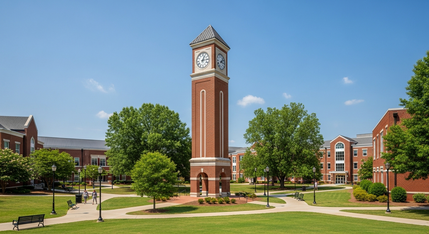 campus bell tower, clock tower, or landmark building