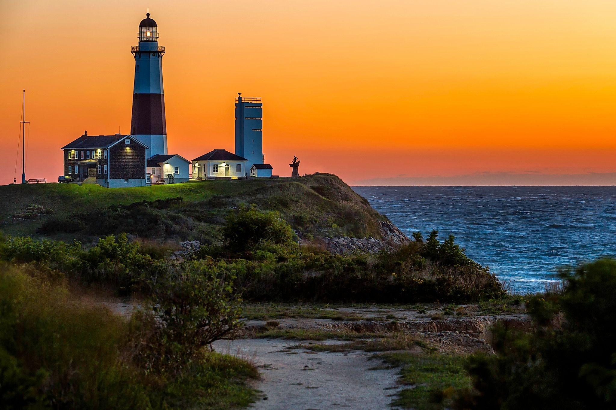 Montauk Point Light, Montauk Point, 2000 Montauk Hwy. Montauk The lighthouse at Montauk Point in New York, photographed from Camp Hero State Park, which is just Southwest of Montauk Point State Park. Taken just before sunrise.