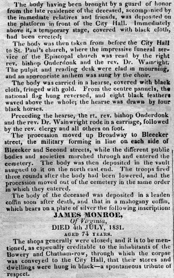 James Monroe Obituary