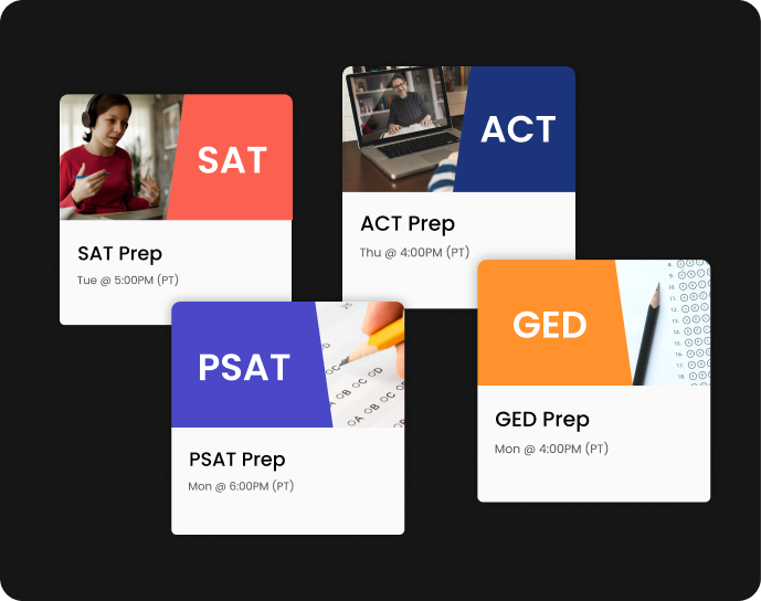 Visual showing SAT, ACT and college applications classes
