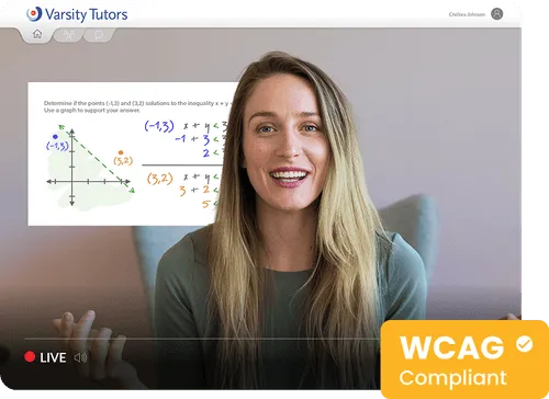 Student in headphones engaging in an online math quiz with a tutor on video call.